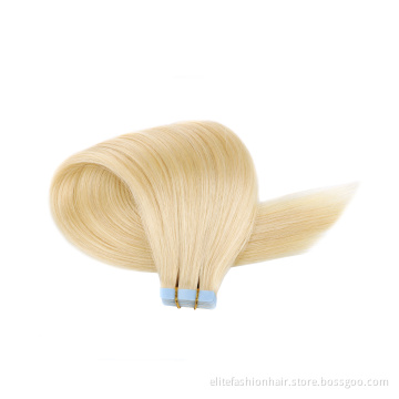 613# Blonde Tape In Hair Extensions Shiny Double Drawn Remy Human Hair Cuticle Aligned Tape Hair Extensions